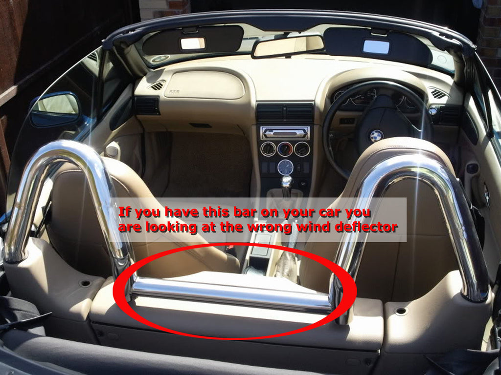 BMW Z3 Wind Deflector to fit Twin Chrome Roll Bars Tinted Perspex (R Just Roadster Ltd
